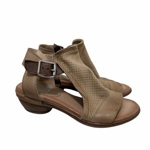 Miz Mooz Calista Leather Cutout Peep Toe Sandal Womens EU 36 US 5.5 - 6 Tan Boho